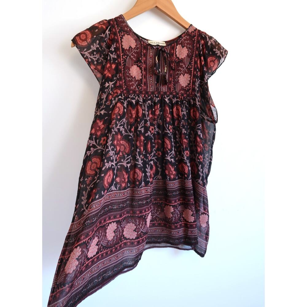ULLA JOHNSON Aida Silk Chiffon Blouse Top Handmade India Net-A-Porter 8 M $270
